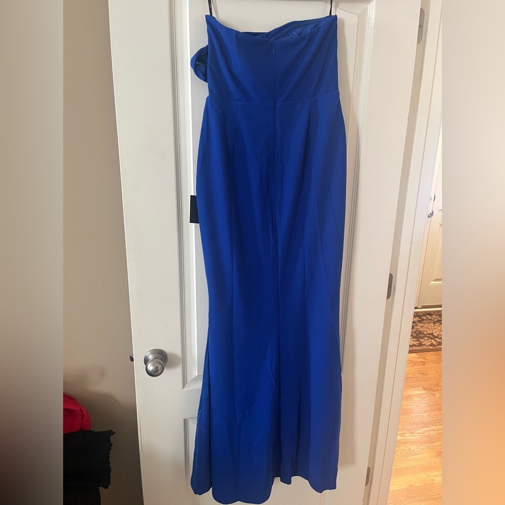 Lulu's Elegant Finesse Royal Blue Cut Out Strapless Maxi Gown Women’s Size M - Picture 2 of 15